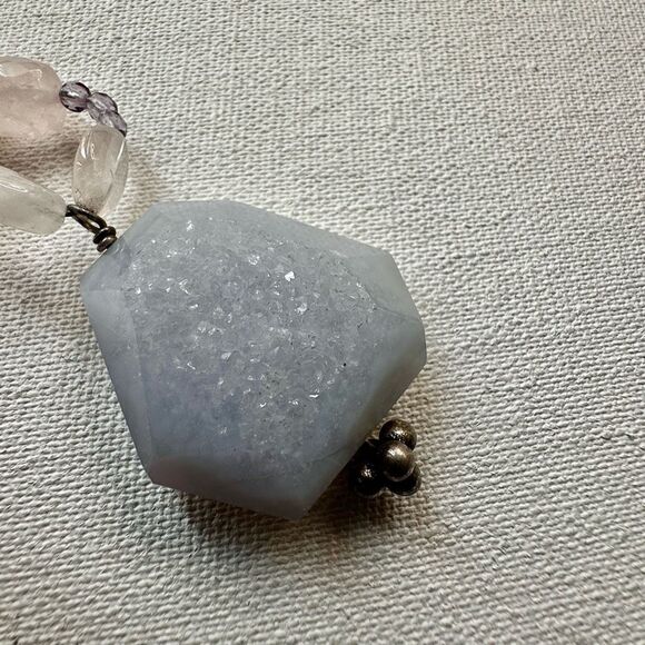 Rose Quartz blue lace agate sterling  silver pendant necklace - Picture 6 of 12